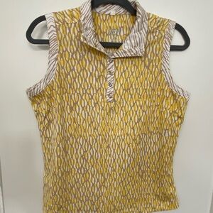 Tail Yellow and White Sleeveless Golf Polo Tank